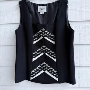 Nina Massini Black Beaded Sleeveless Shell Top Size 12